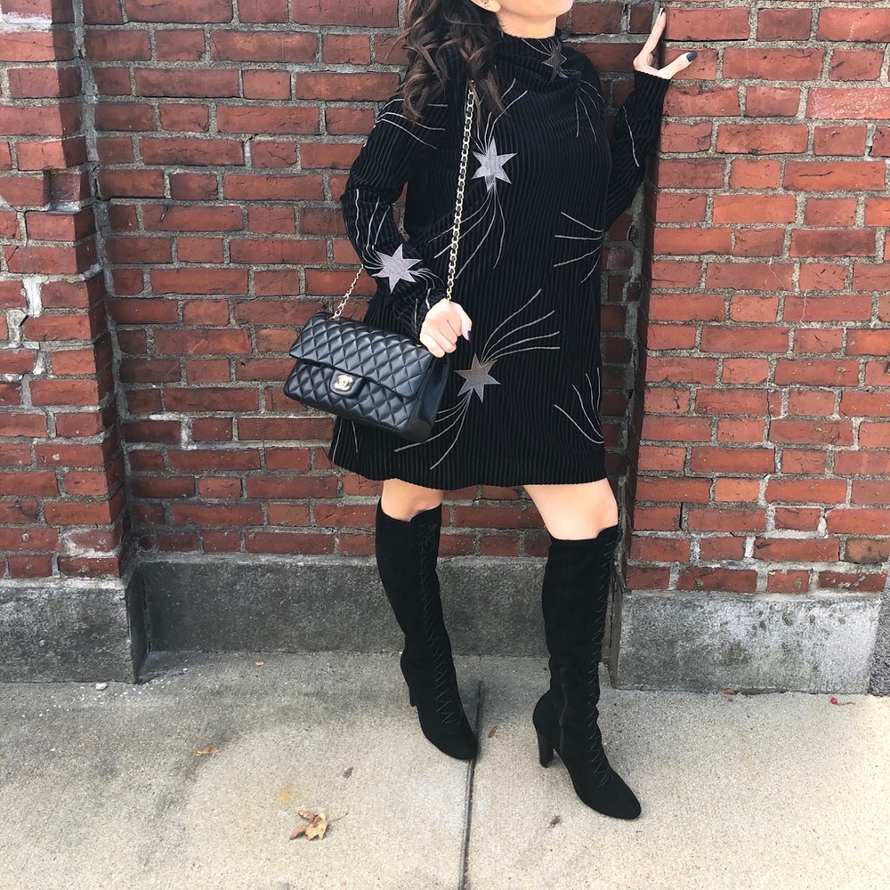 Lace up knee high boots